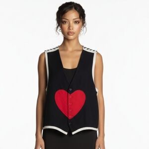 Moschino Cheap and Chic Black Wool Red Heart Vest L